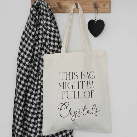 Handbags - Full of Crystals Cream Tote Bag